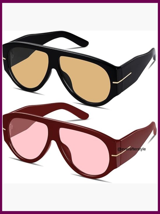 Oversized Retro Aviator Sunglasses with UV400 Protection main image 7